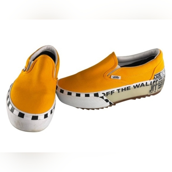 VANS Classic Slip-On Logo Stack Orange Women's Size 8 Men's 6.5 - Picture 4 of 12